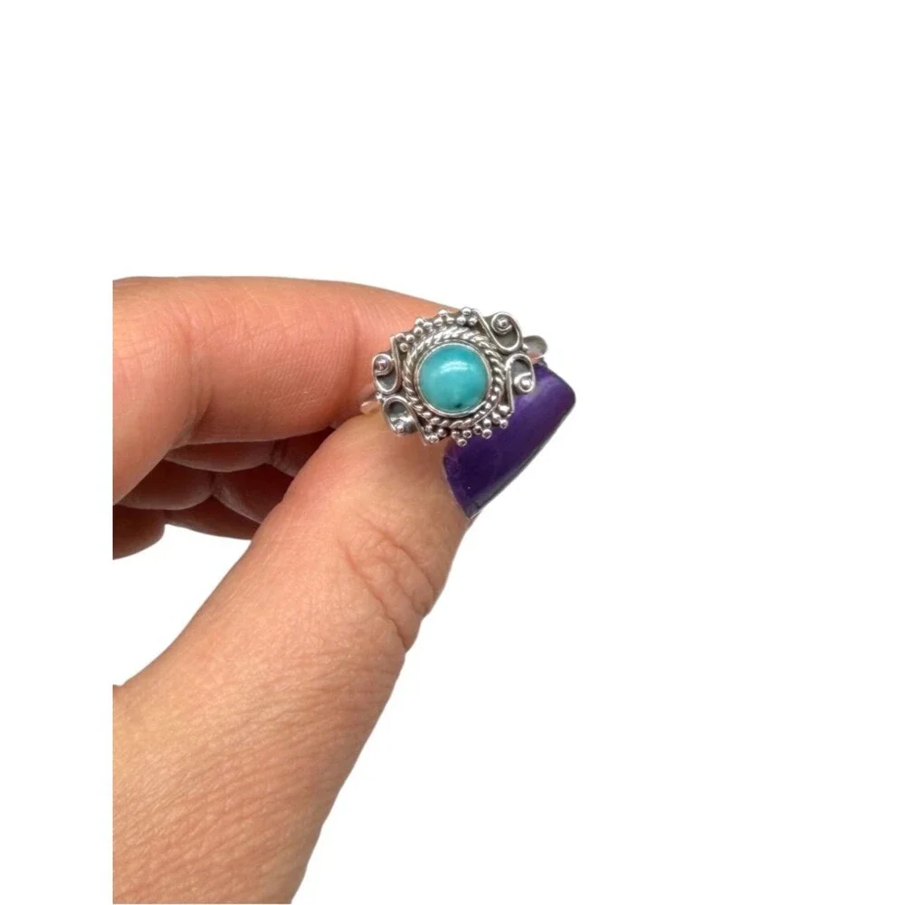 Sleeping Beauty Turquoise Ring Size 7.5 Solid 925 Sterling Silver